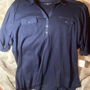 Croft & Barrow Navy Polo Top 3X NWT Plus Size Collared Preppy Summer Vibes